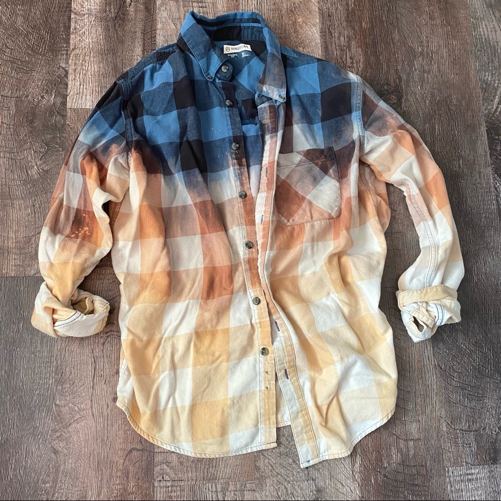 Blueberry 🫐 Blast Bleached Flannel - Handmade 🏷